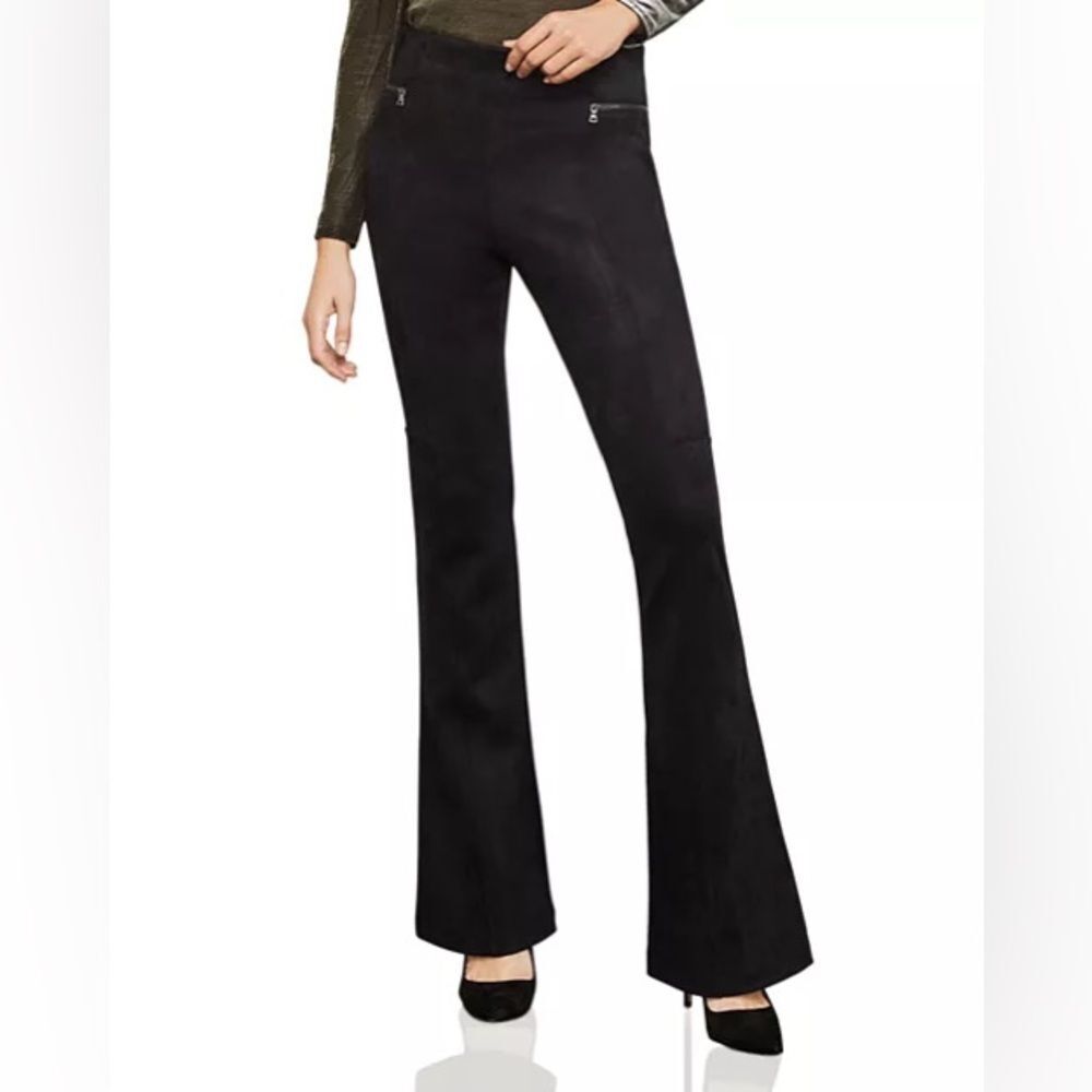 BCBGMaxazria Black Faux Suede Boot Flare Pull On Trouser Pant Women XXS Stretch